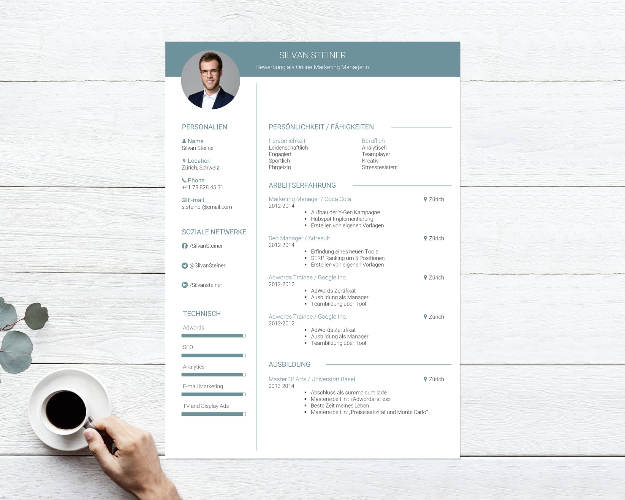 Kopfzeile Bewerbung